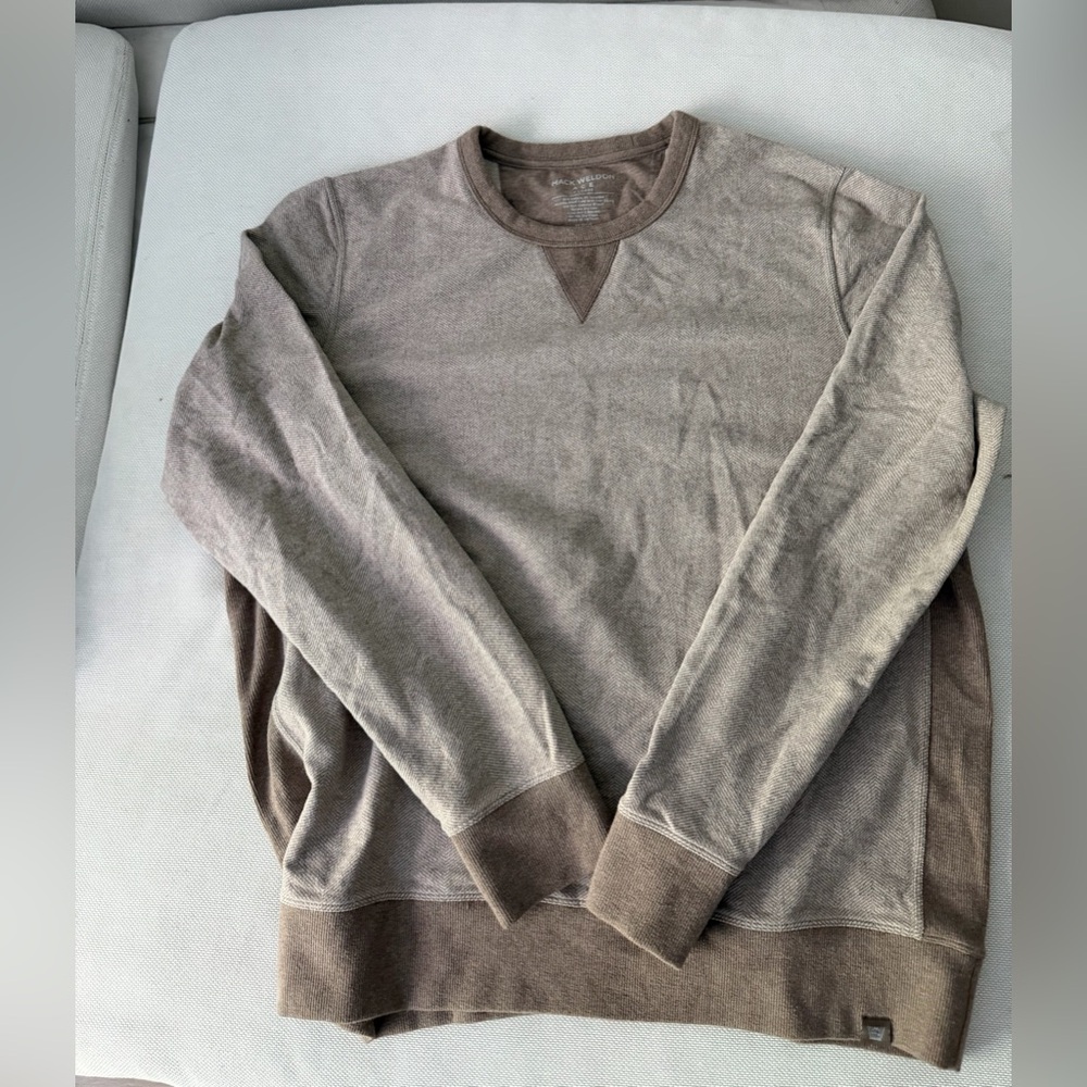 Mack Weldon Men's Crewneck Sweater in Taupe Brown